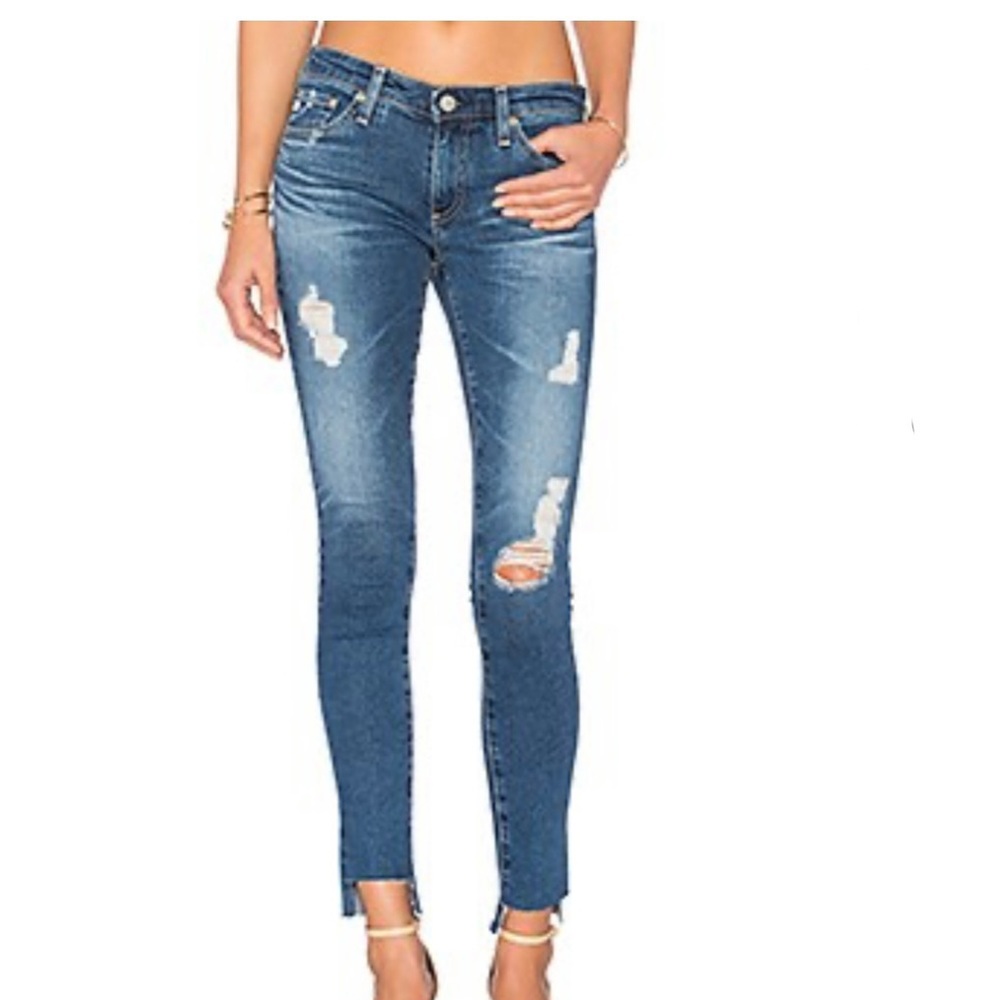 AG Adriano Goldschmied Distressed Legging Ankle Super Skinny Jeans 26R